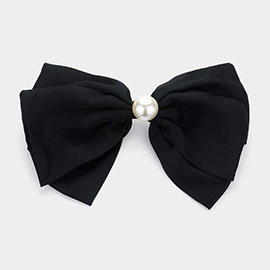 Pearl Pointed Bow Barrette