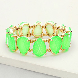 Teardrop Glass Stone Cluster Stretch Evening Bracelet