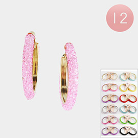 12Pairs - Faceted Beaded Hoop Earrings