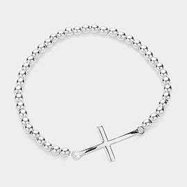 Stainless Steel Cross Pendant Pointed Stretch Bracelet