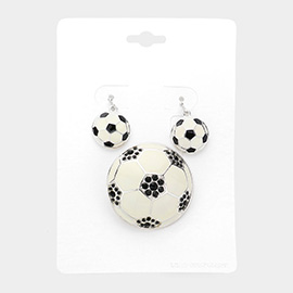 Enamel Dual Soccer Ball Pendant Set