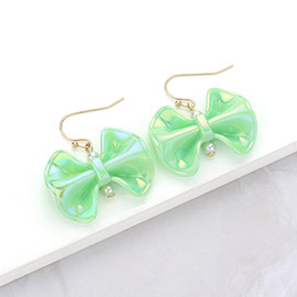 Metallic Resin Bow Dangle Earrings