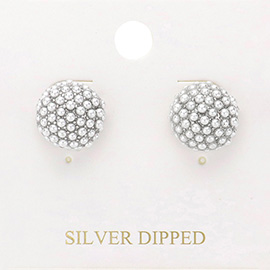 Silver Dipped Pearl Embellished Stud Earrings