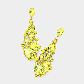 Round Teardrop Stone Cluster Dangle Evening Earrings
