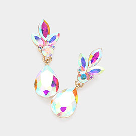 Teardrop Stone Cluster Dangle Evening Earrings