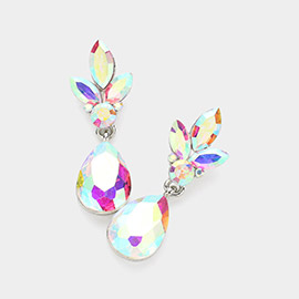 Teardrop Stone Cluster Dangle Evening Earrings