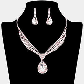 Rhinestone Pave Teardrop Collar Necklace
