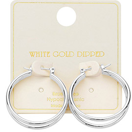 14K Gold Dipped Double Hoop Pin Catch Earrings