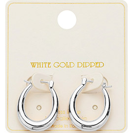14K Gold Dipped Oval Hoop Pin Catch Earrings