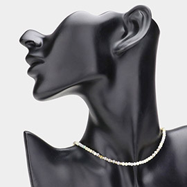 Semi Precious Faceted Beaded Choker Necklace