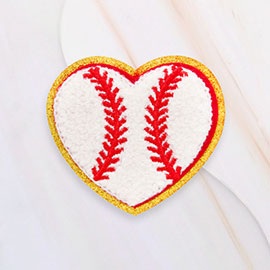 Heart Shaped Baseball Iron On Patch