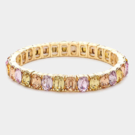 Oval Stone Cluster Stretch Evening Bracelet
