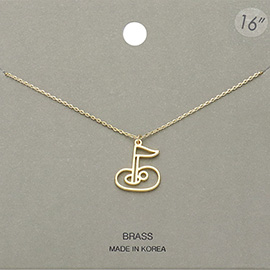 Brass Metal Wire Golf Hole in One Pendant Necklace