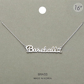 Brass Metal Baseball Message Pendant Necklace