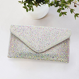 Bling Studded Envelope Evening Clutch Bag / Crossbody Bag