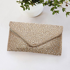 Bling Studded Envelope Evening Clutch Bag / Crossbody Bag
