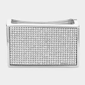 Stone Paved Rectangle Hinged Bracelet