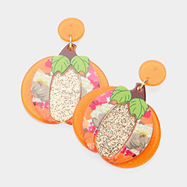 Resin Thanksgiving Pumpkin Dangle Earrings