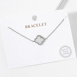 White Gold Dipped Quatrefoil Pointed Bracelet