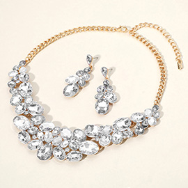 Multi Stone Bubble Cluster Evening Necklace