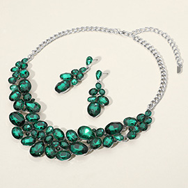Multi Stone Bubble Cluster Evening Necklace