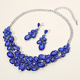 Multi Stone Bubble Cluster Evening Necklace
