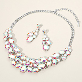 Multi Stone Bubble Cluster Evening Necklace