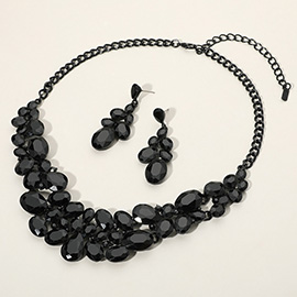 Multi Stone Bubble Cluster Evening Necklace