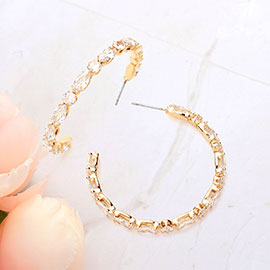 Marquise CZ Stone Cluster Hoop Earrings