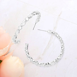 Marquise CZ Stone Cluster Hoop Earrings