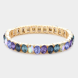 Oval Stone Cluster Stretch Evening Bracelet