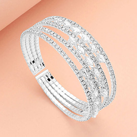 Marquise CZ Stone Rhinestone Paved Split Evening Bracelet