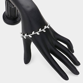 Marquise CZ Stone Cluster Pointed Leaf Vine Adjustable Pull Tie Bracelet
