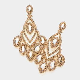 Marquise Stone Cluster Accented Chandelier Dangle Evening Earrings