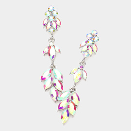 Marquise Stone Cluster Embellished Link Dropdown Evening Earrings