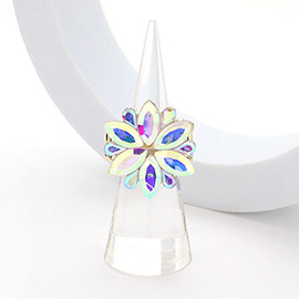 Marquise Glass Stone Cluster Flower Stretch Ring