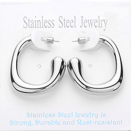 Abstract Stainless Steel Hoop Earrings