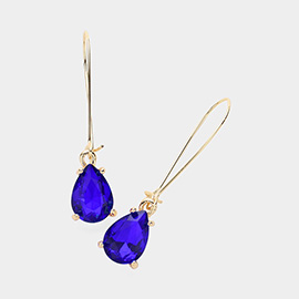 Teardrop Stone Cushion Dangle Earrings