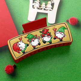 Faux Leather Embossed Christmas Dwarf Hair Claw Clip