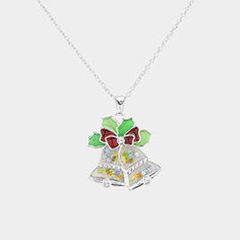 Enamel Christmas Jingle Bell Pendant Necklace