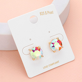 Round Stone Cushion Stud Earrings