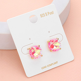 Round Stone Cushion Stud Earrings