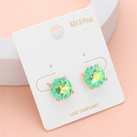 Round Stone Cushion Stud Earrings