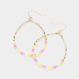 Faceted Beaded Open Teardrop Dangle Earrings