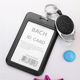 Bling Studded Tag Pointed Retractable ID Card Holder