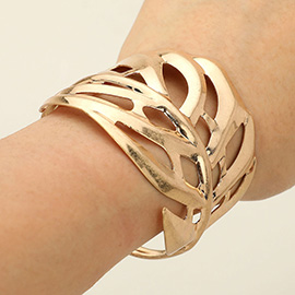 Metal Cutout Tropical Leaf Cuff Bracelet