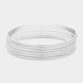 6PCS - Textured Metal Multi Layered Bangle Bracelets