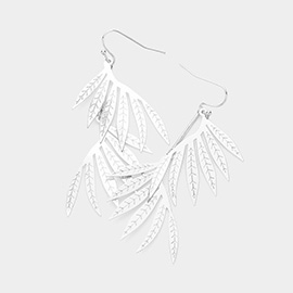 Metal Leaf Link Dangle Earrings