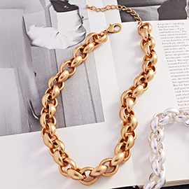 Chunky Brushed Metal Chain Necklace