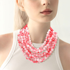 Chunky Acrylic Beaded Multi Layered Faux Leather Magnetic Necklace